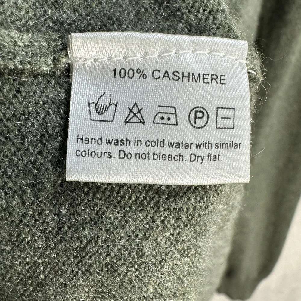 Philip G 100% Cashmere V-Neck‎ Sweater Pullover Green Men's L Old Money Preppy